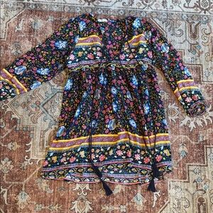 The Perfect nap dress Mini Sundress with long sleeves and tassle neckline